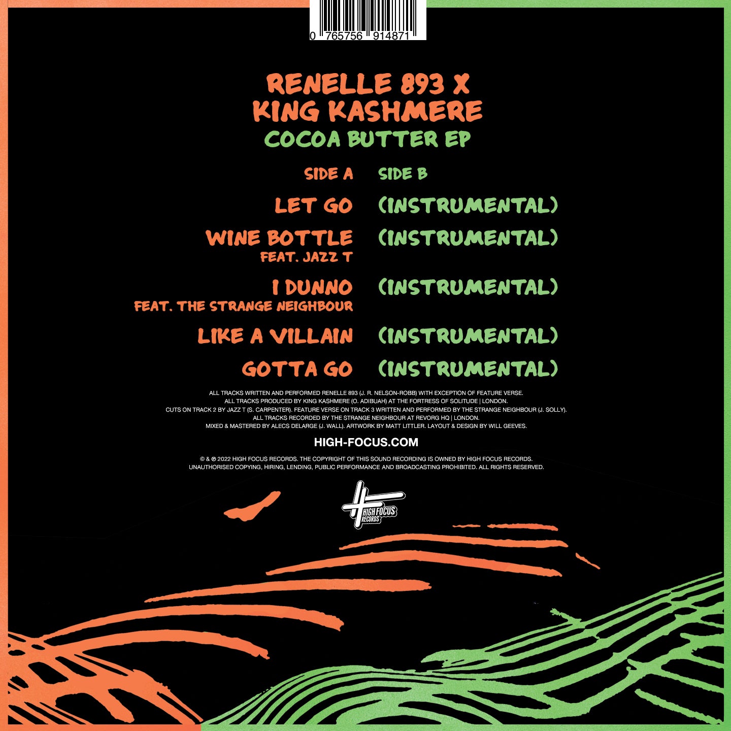 Renelle 893 & King Kashmere - Cocoa Butter (LIMITED EDITION 12" VINYL)