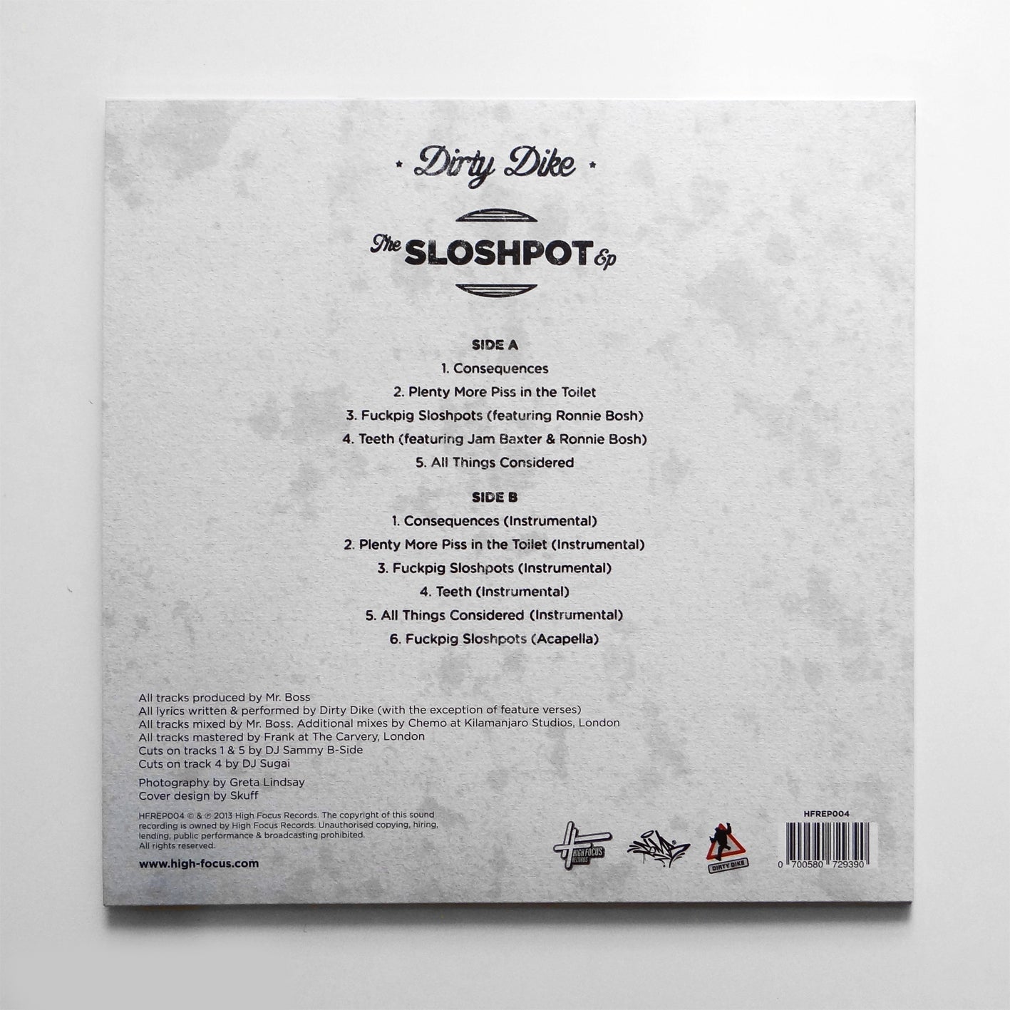 Dirty Dike - The Sloshpot EP (SUPER LIMITED EDITION 12" WHITE VINYL)