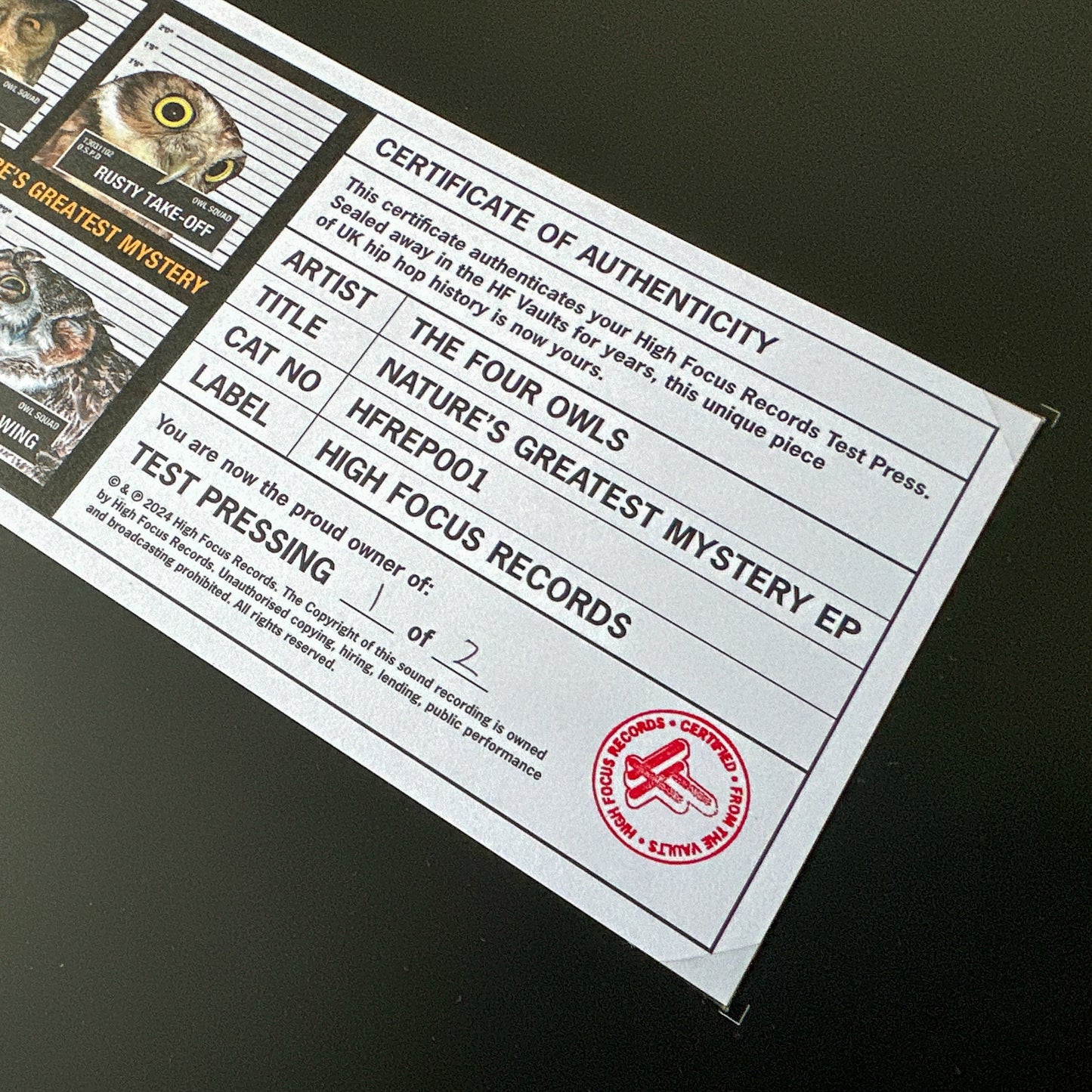 The Four Owls 'Nature's Greatest Mystery EP' TEST PRESS (1 of 2)