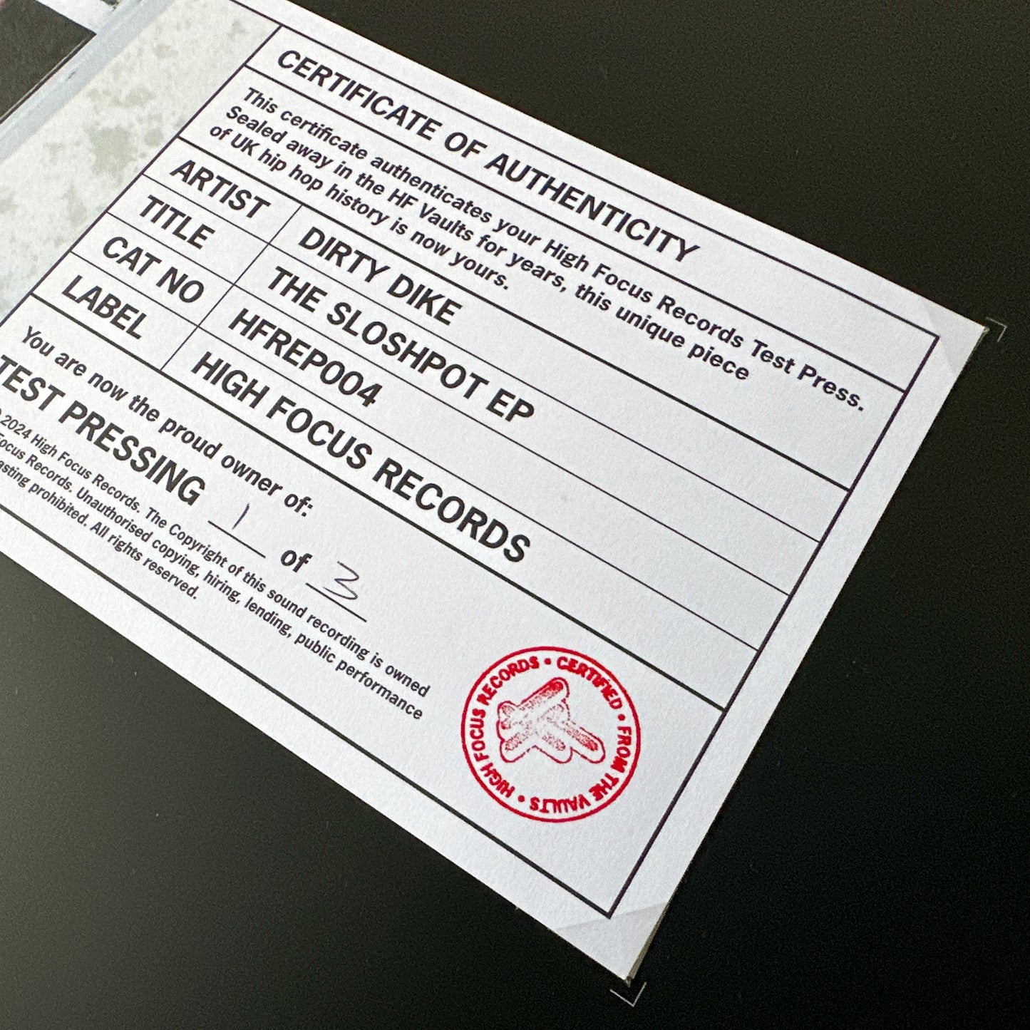 Dirty Dike 'The Slosh Pot EP' TEST PRESS (1 of 3)