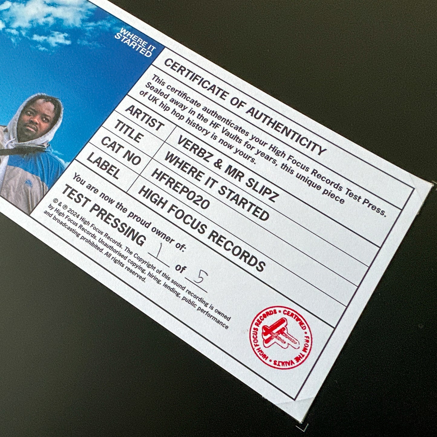 Verbz & Mr Slipz 'Where It Started' TEST PRESS (1 of 5)