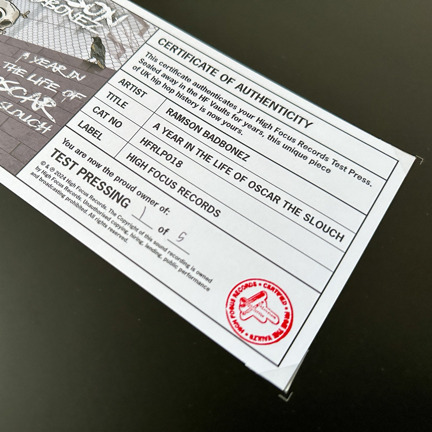 Ramson Badbonez 'A Year In The Life Of Oscar The Slouch' TEST PRESS (1 of 5)