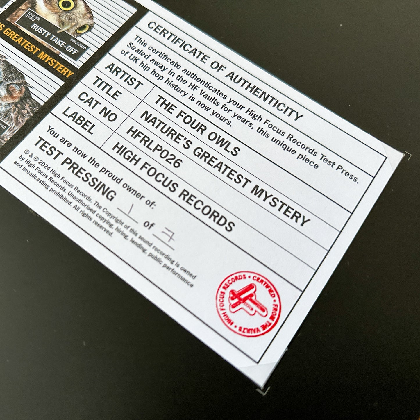 The Four Owls 'Nature's Greatest Mystery' TEST PRESS (1 of 7)
