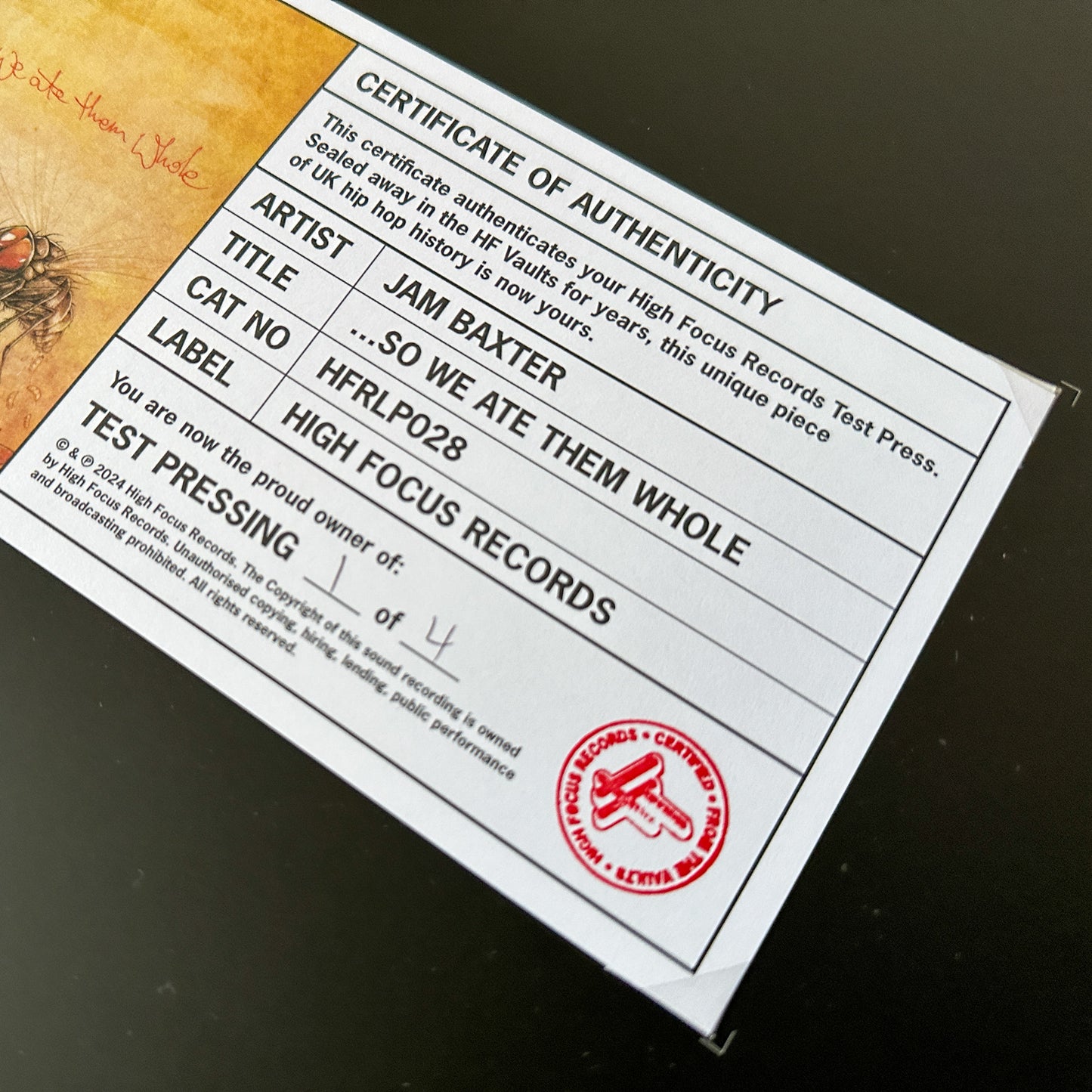 Jam Baxter '...So We Ate Them Whole' TEST PRESS (1 of 4)