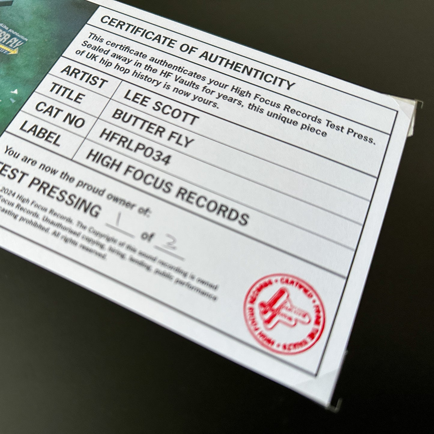 Lee Scott 'Butter Fly' TEST PRESS