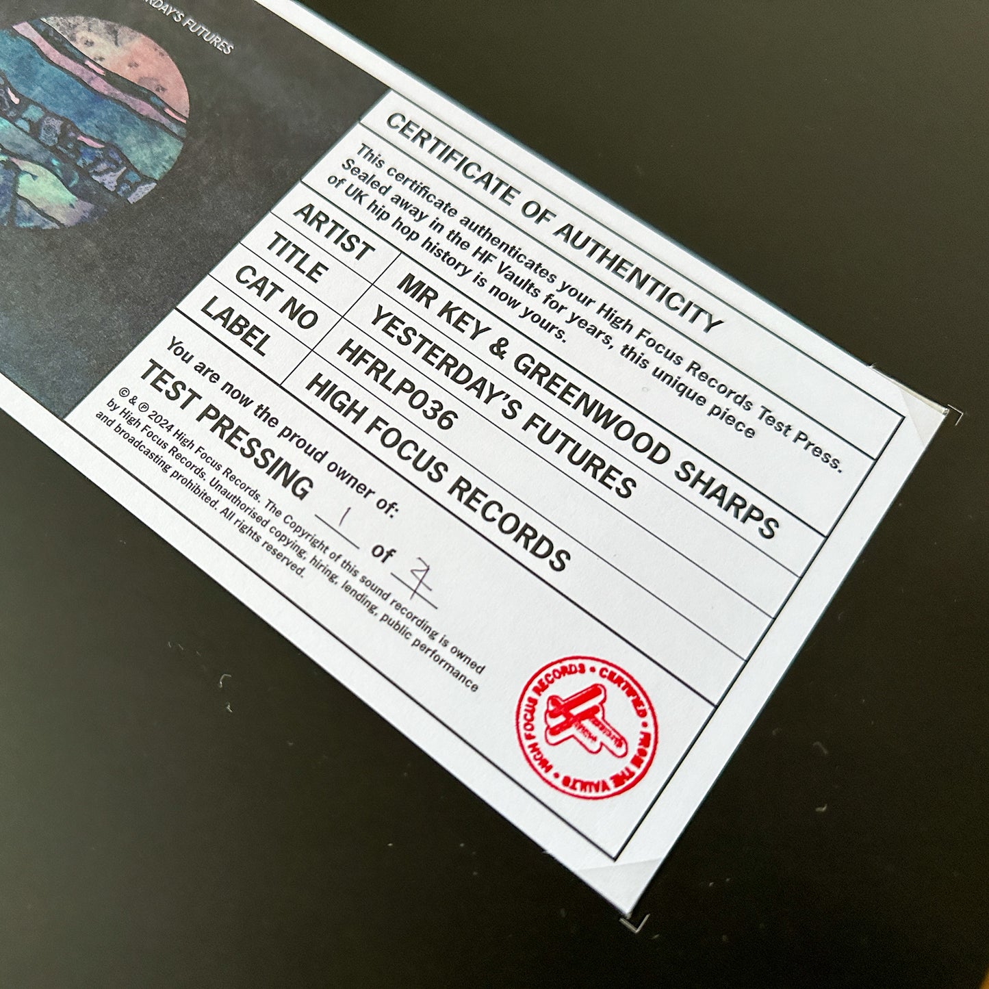 Mr Key & Greenwood Sharps 'Yesterday's Futures' TEST PRESS (1 of 4)