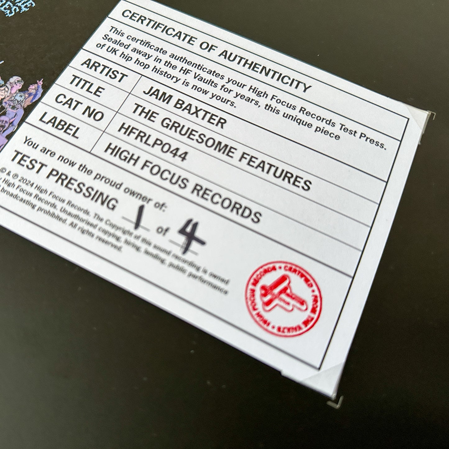 Jam Baxter 'The Gruesome Features' TEST PRESS (1 of 4)