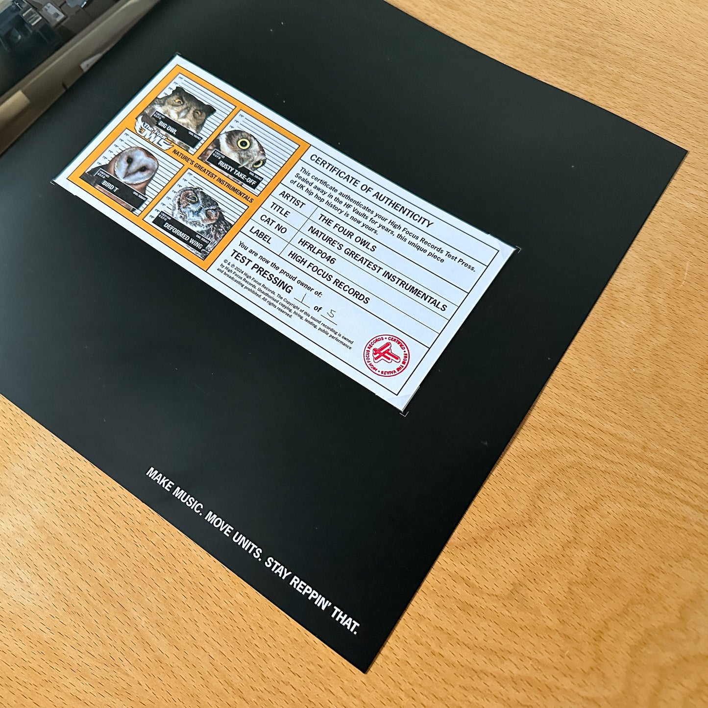 The Four Owls 'Nature's Greatest Instrumentals' TEST PRESS