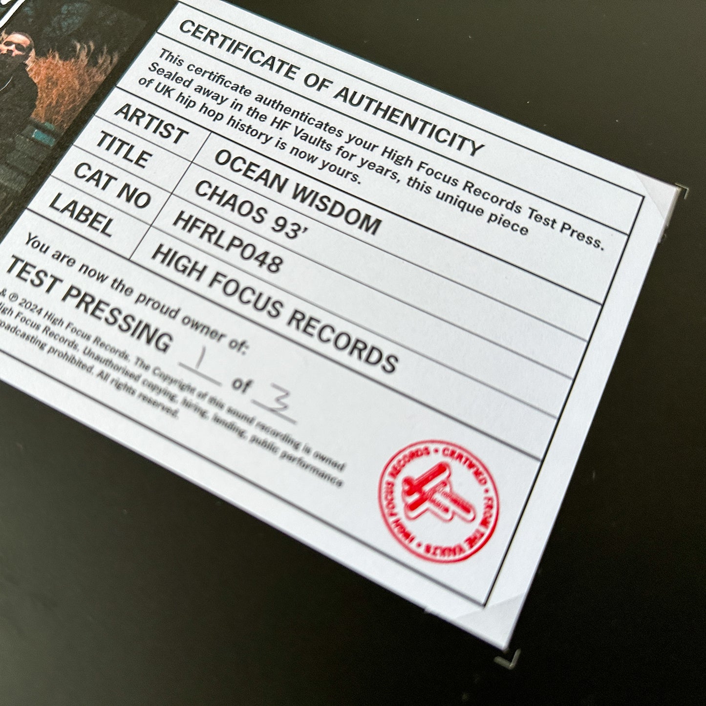 Ocean Wisdom 'Chaos 93’' TEST PRESS (1 of 3)