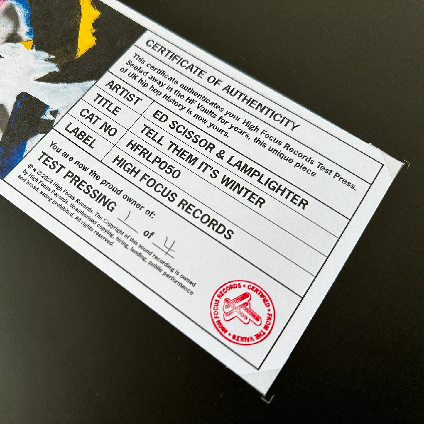 Ed Scissor & Lamplighter 'Tell Them It's Winter' TEST PRESS (1 of 4)