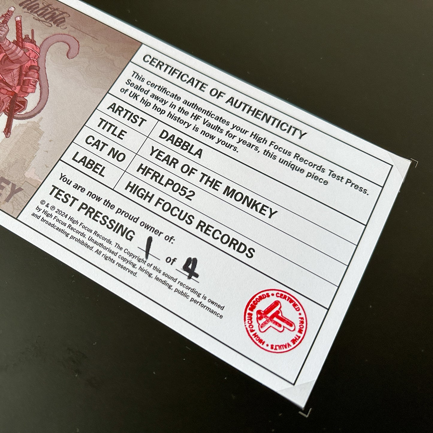 Dabbla 'Year Of The Monkey' TEST PRESS (1 of 5)