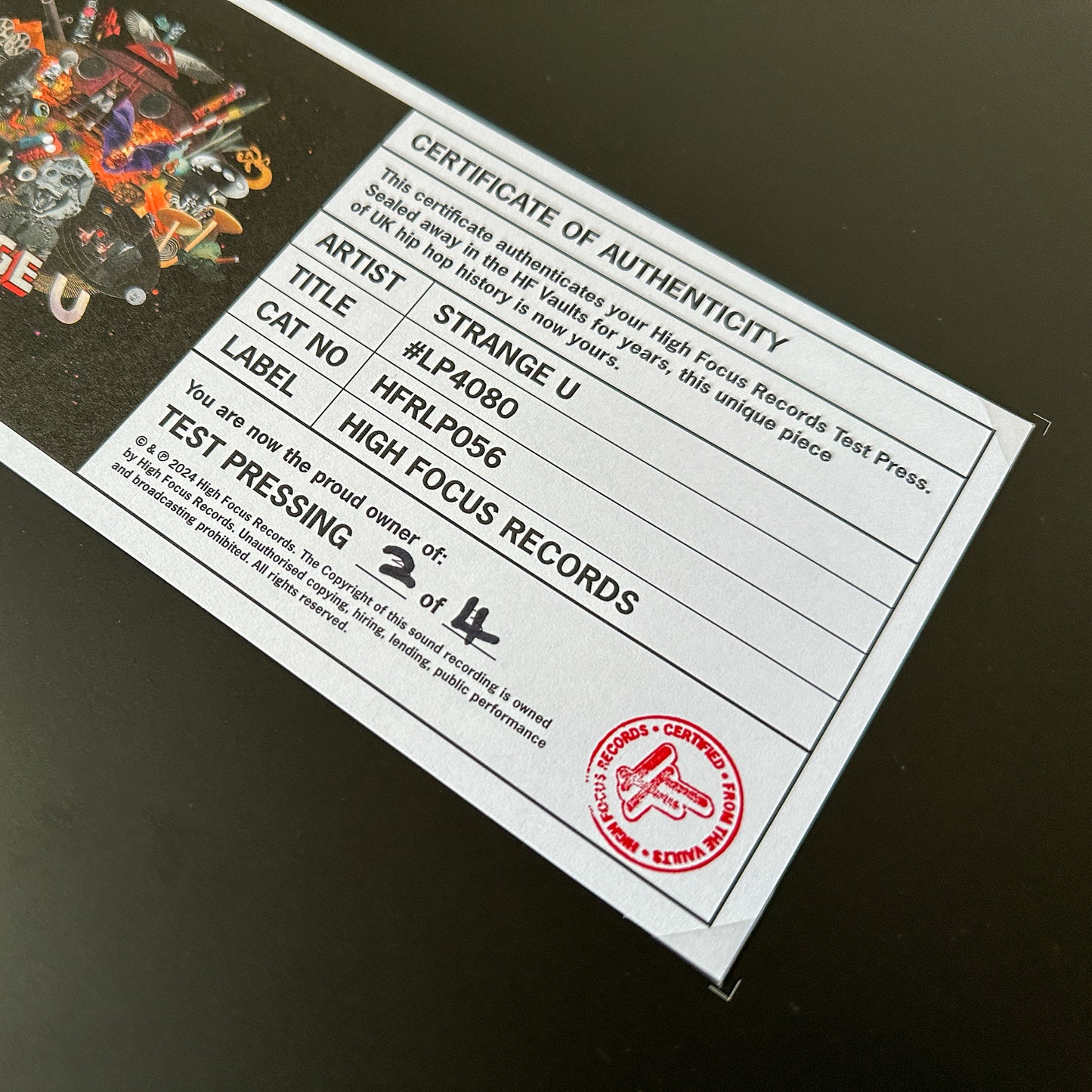 Strange U '#LP4080' TEST PRESS (1 of 4)
