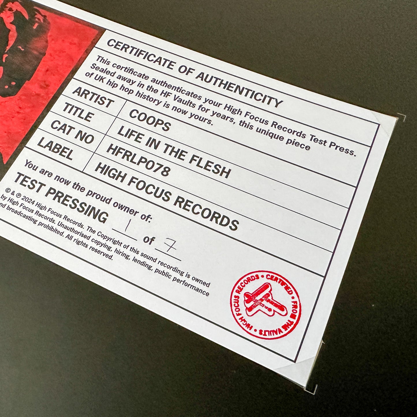 Coops 'Life In The Flesh' TEST PRESS (1 of 7)