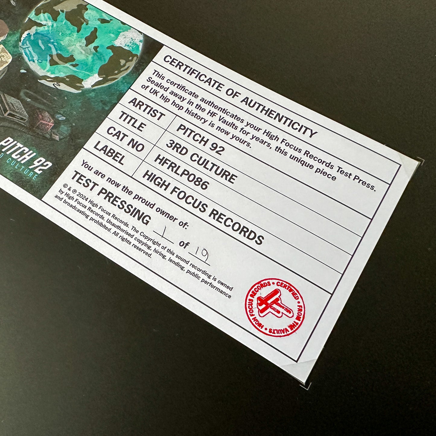 Pitch 92 '3rd Culture' TEST PRESS (1 of 19)