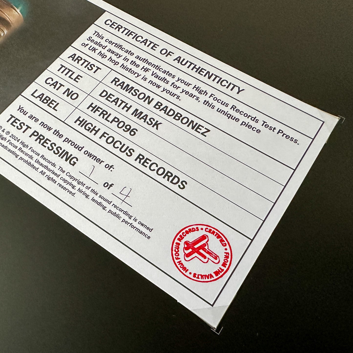 Ramson Badbonez 'Death Mask' TEST PRESS