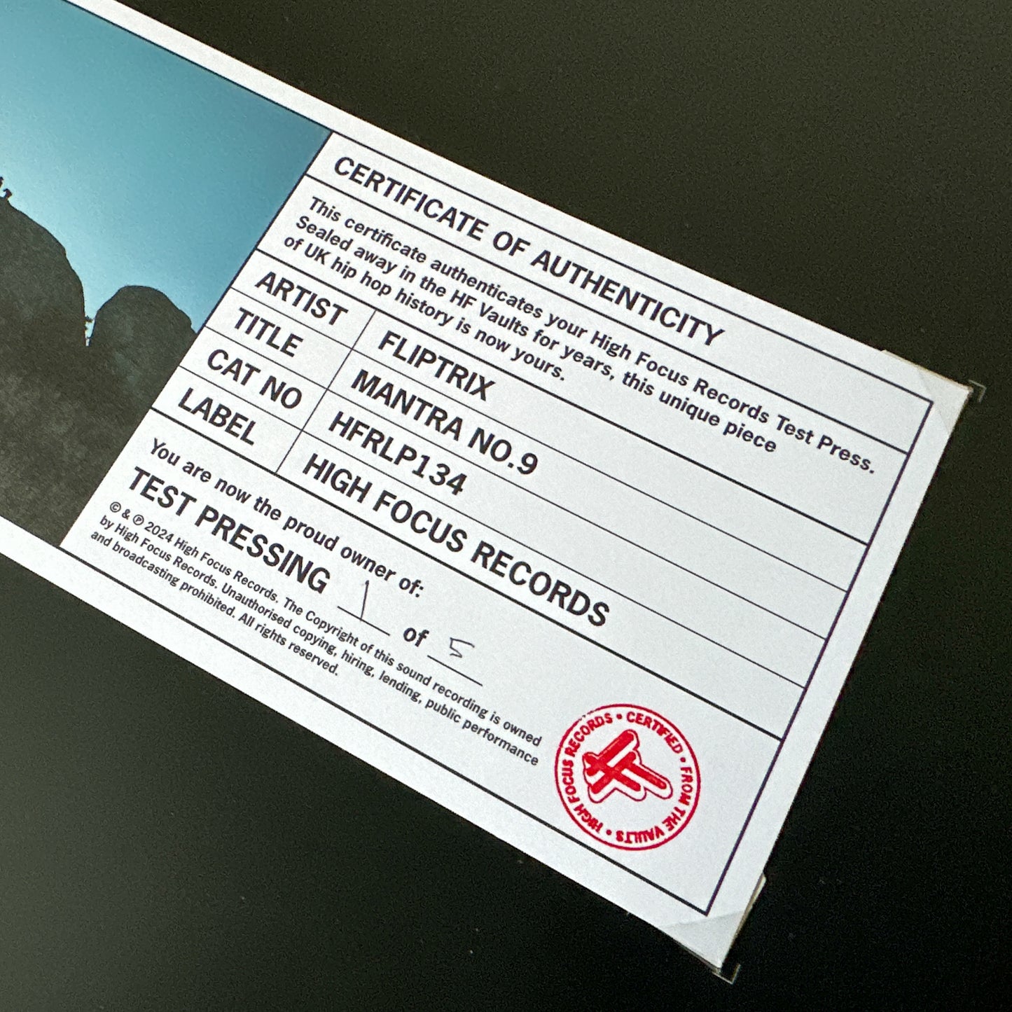 Fliptrix 'Mantra No. 9' TEST PRESS (1 of 5)