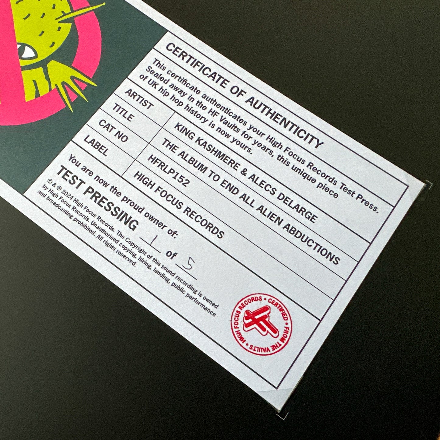 King Kashmere & Alecs DeLarge 'The Album To End All Alien Abductions' TEST PRESS (1 of 5)