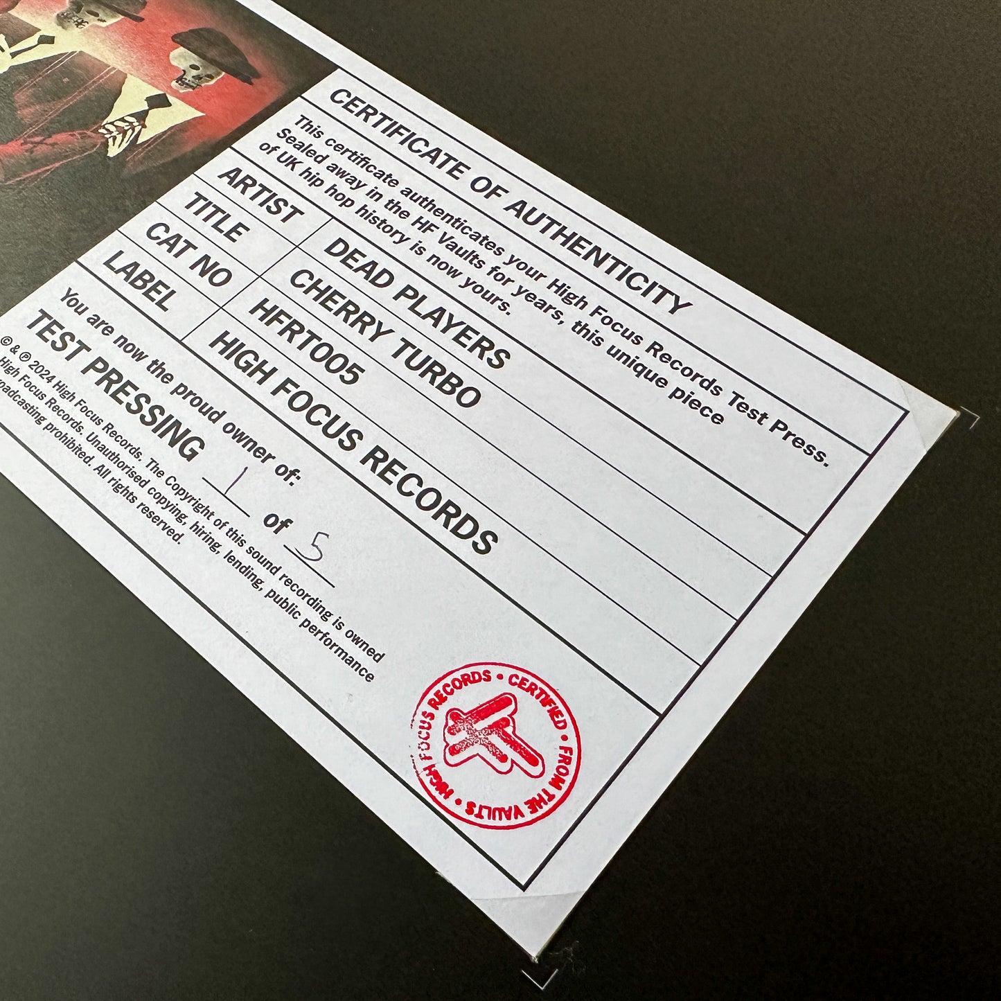 Dead Players 'Cherry Turbo / Death By A Thousand Cocktail Sticks' TEST PRESS