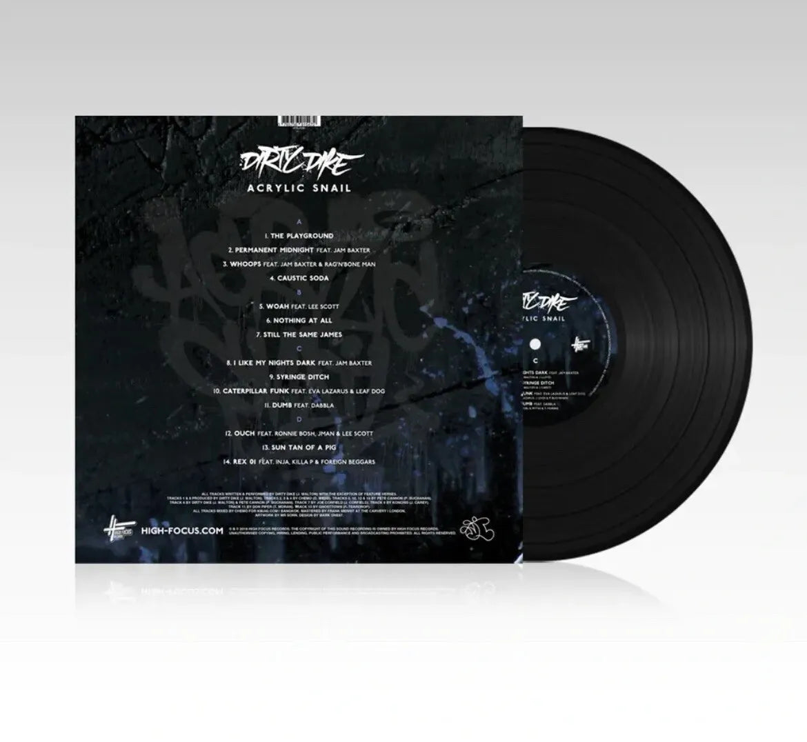 Dirty Dike - Acrylic Snail (FIRST PRESSING, SUPER LIMITED EDITION 2x12" BLACK MARBLE VINYL + 16 PAGE PHOTOBOOK)