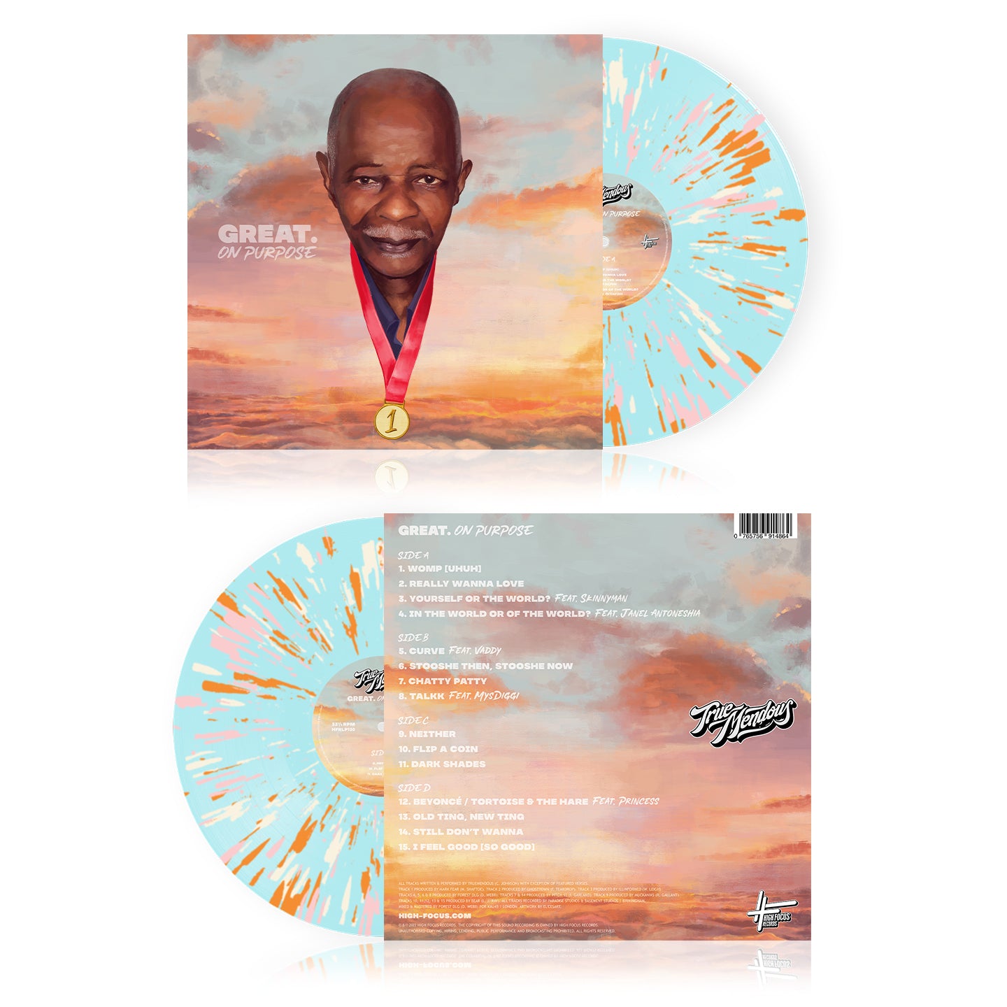 TrueMendous - Great. On Purpose (2 X 12" SUNSET SPLATTER VINYL)