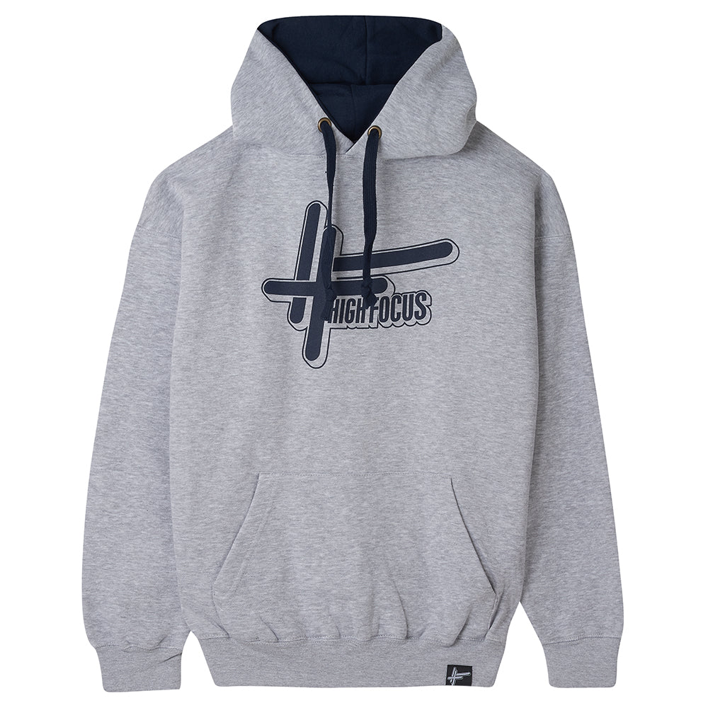 High Focus - Logo Hoodie // Grey / Navy – High Focus Records Limited