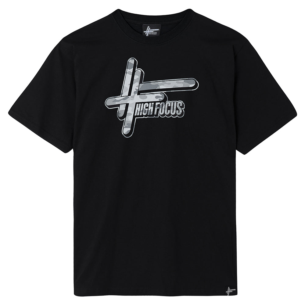 High Focus Camo Logo T Shirt // Black High Focus Records Limited