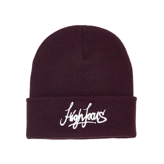 High Focus Deluxe Script Beanie // Plum
