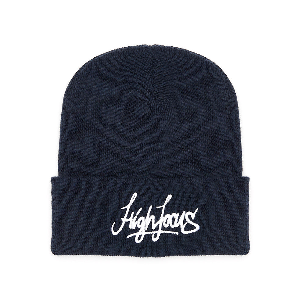 High Focus Deluxe Script Beanie // Navy