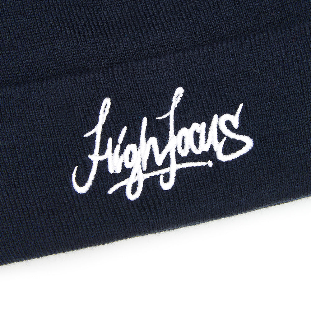 High Focus Deluxe Script Beanie // Navy
