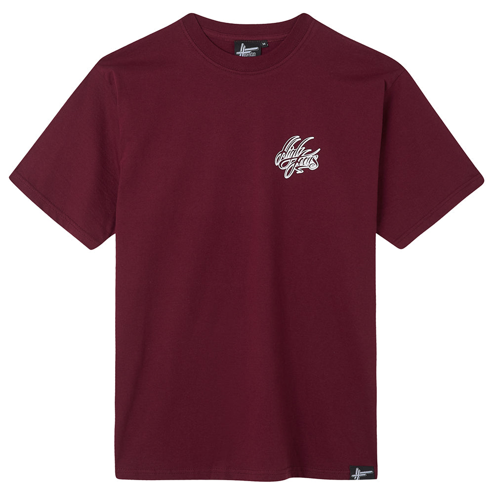 High Focus - Script T Shirt // Burgundy