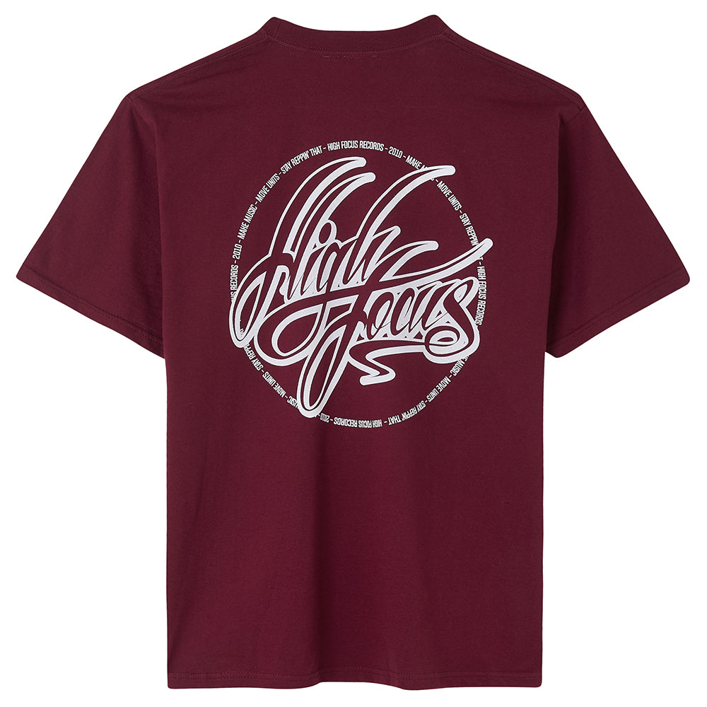 High Focus - Script T Shirt // Burgundy