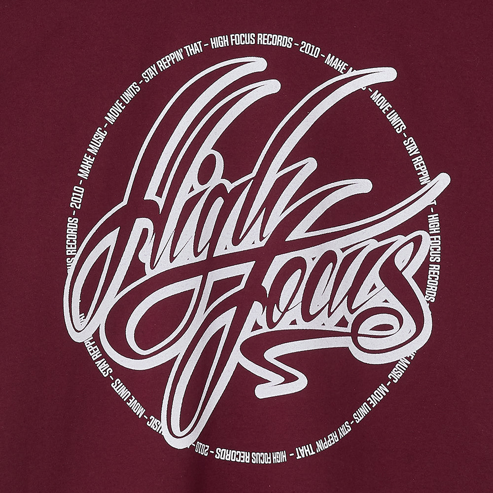 High Focus - Script T Shirt // Burgundy